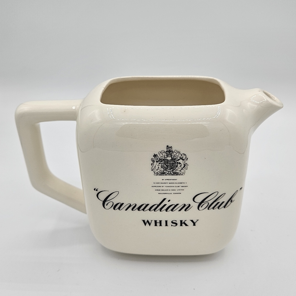 Canadian Club Whisky Pub Jug Water Pitcher - Queen Elizabeth II Royal Seal